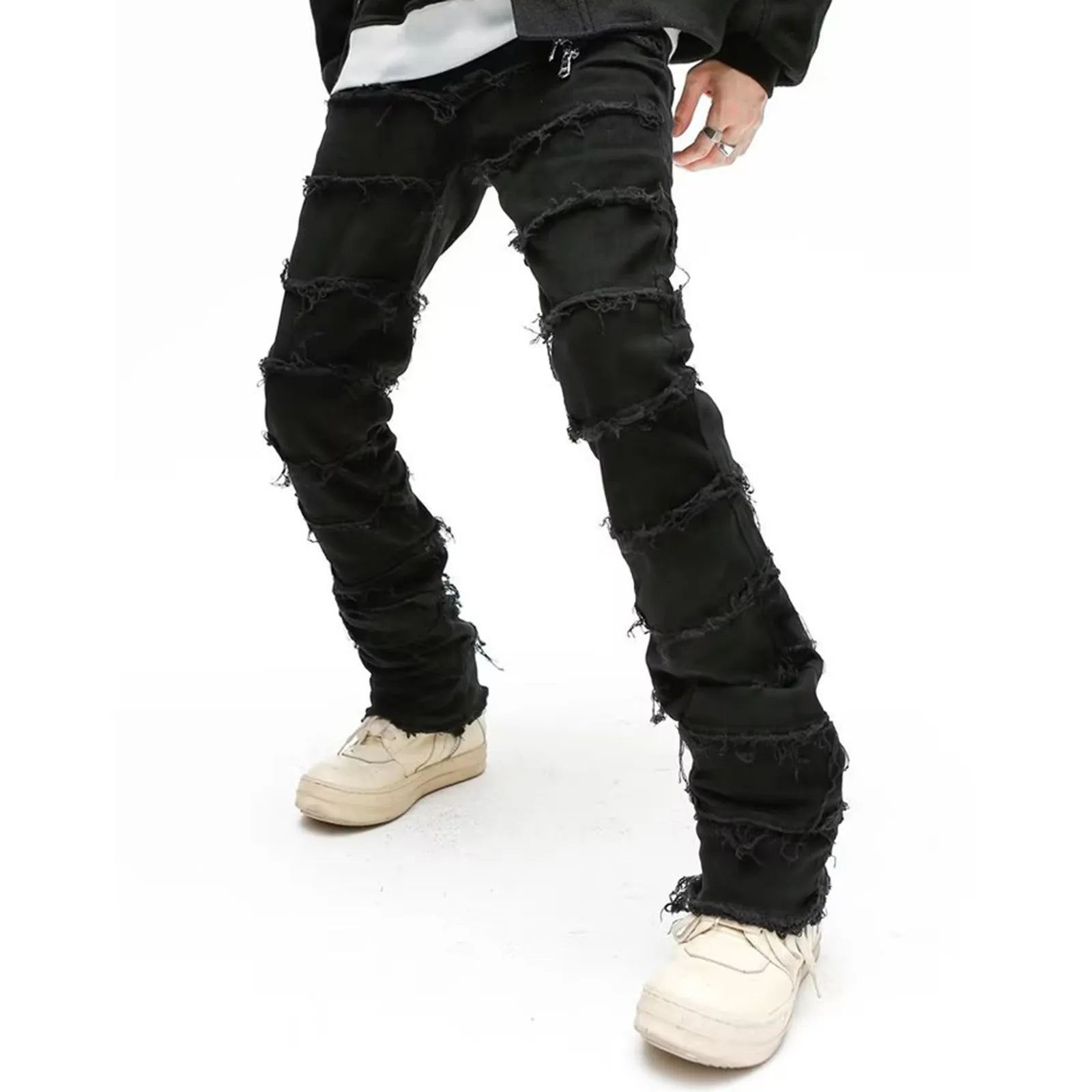 Mens Stacked distressed jeans