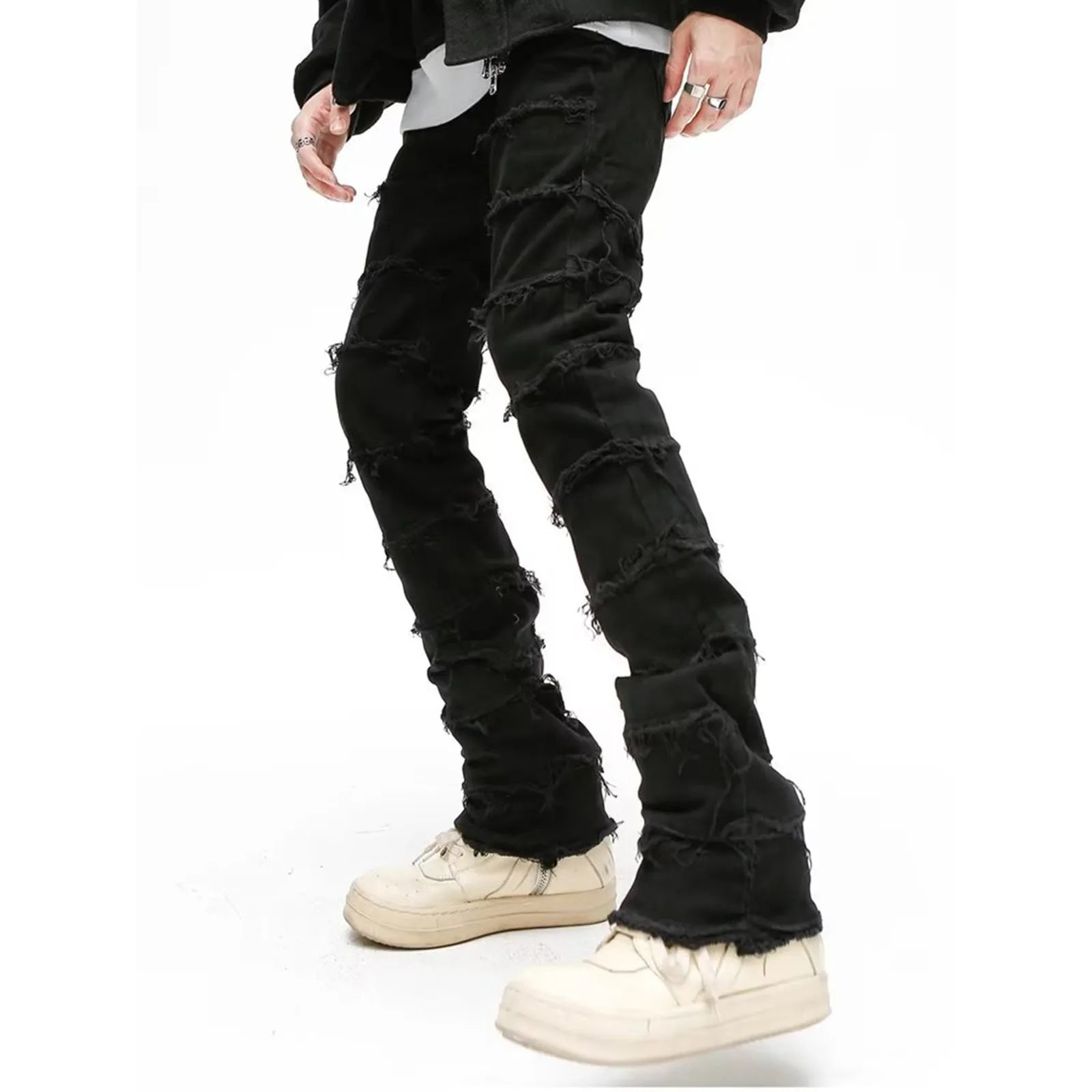 Mens Stacked distressed jeans