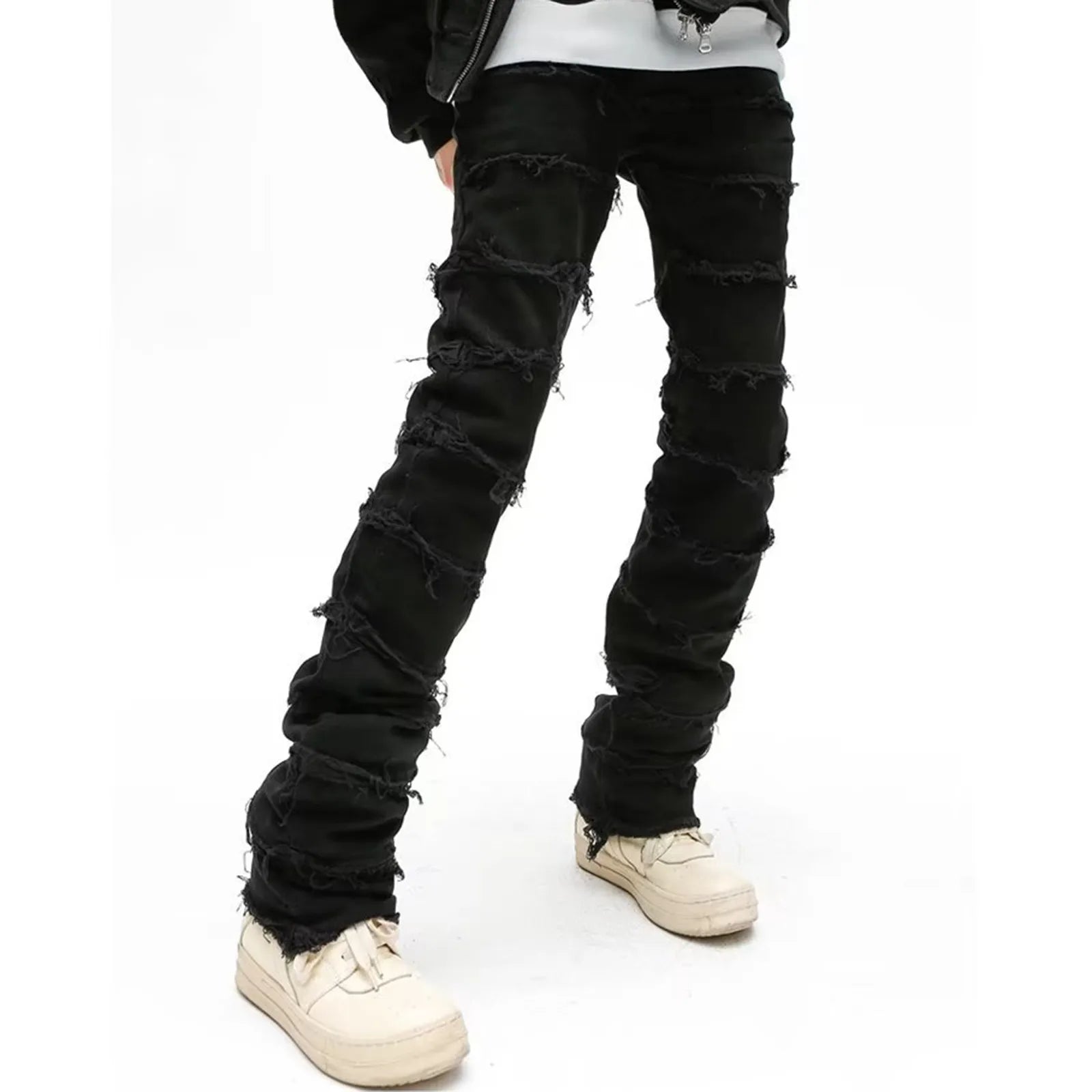 Mens Stacked distressed jeans