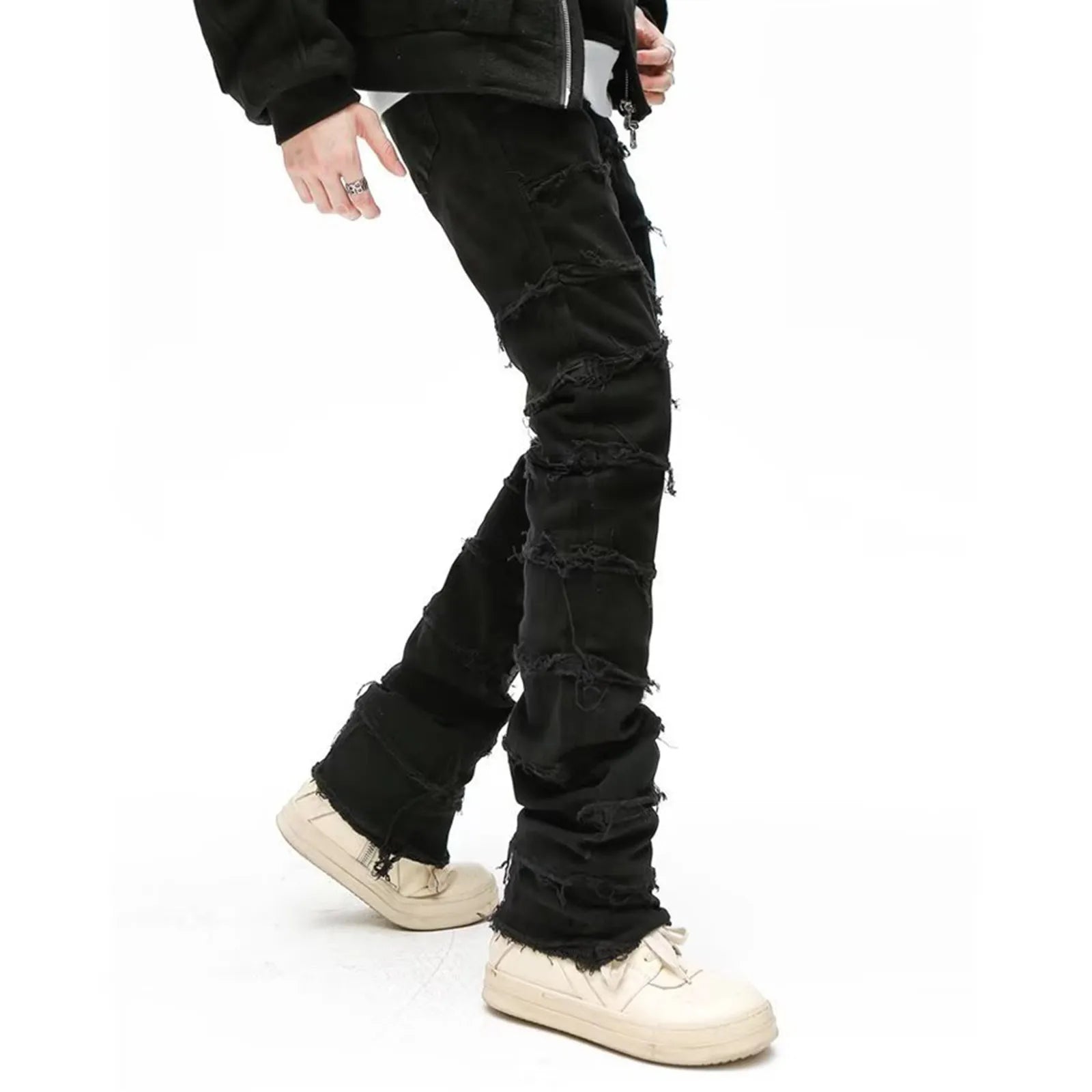 Mens Stacked distressed jeans