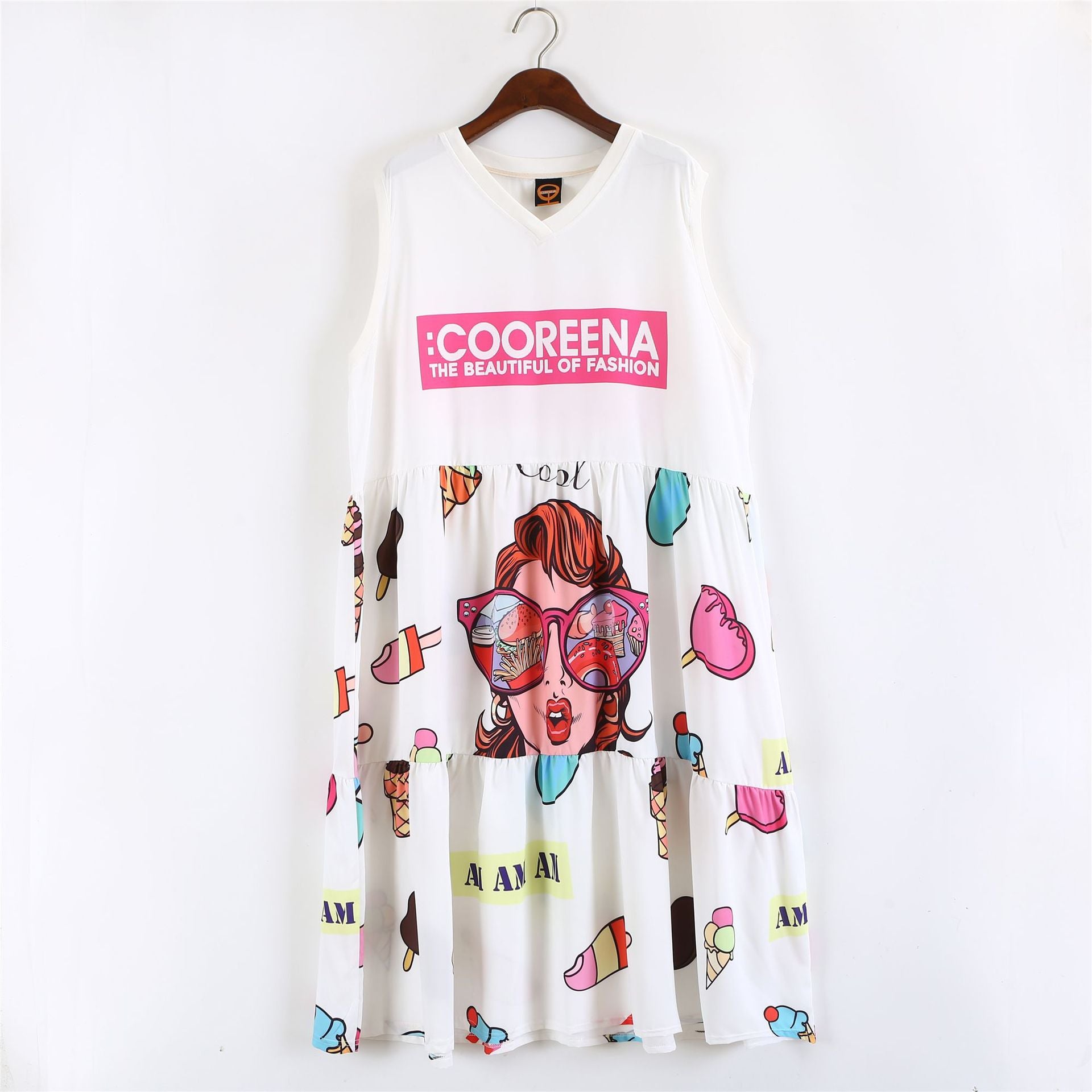 Cartoon Cute Girl Print Dress  Dress