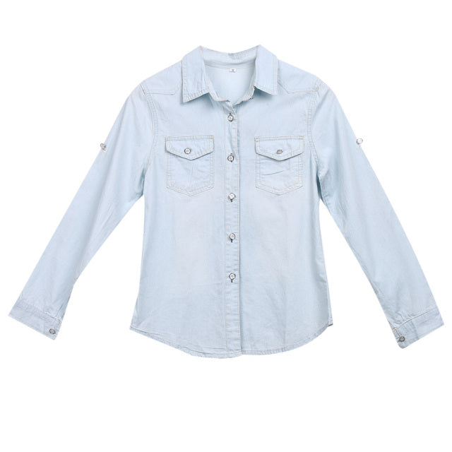 Women's Soft Denim Long Sleeve Casual Top