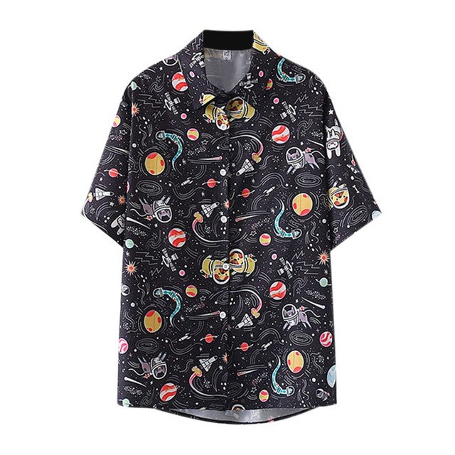 Women's Night Sky Print Chiffon Blouse