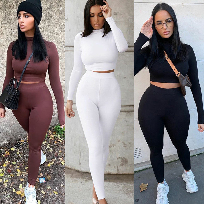 women's Solid High Waist Track Suit