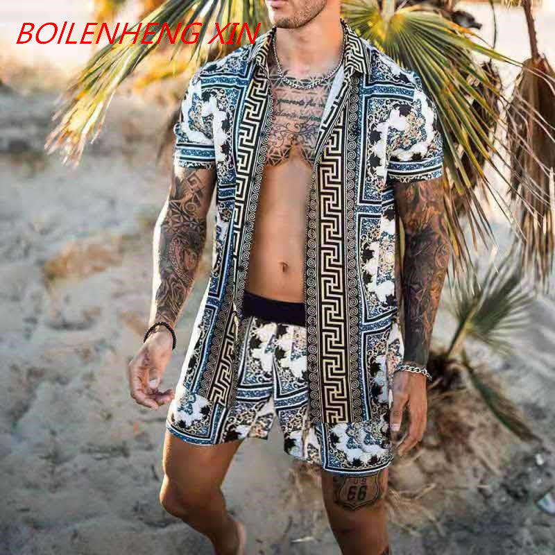 NEW Men's Hawaiian Print Shorts Set