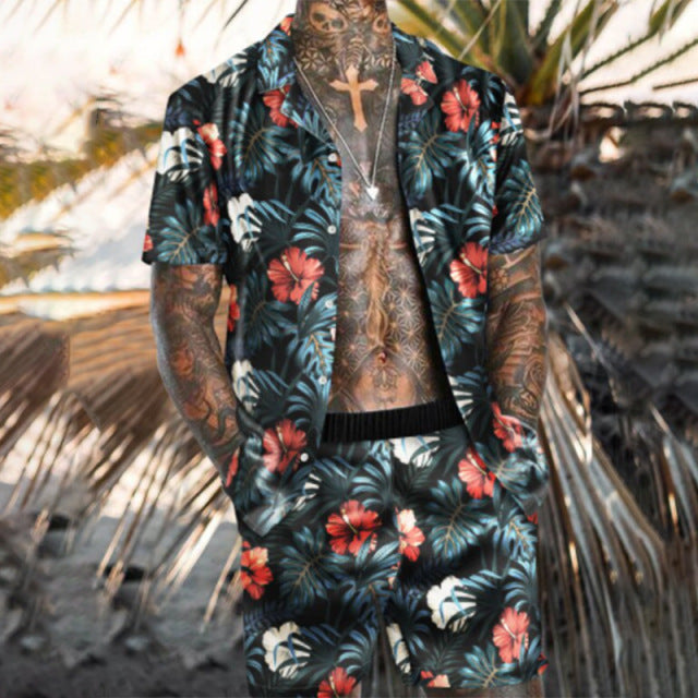 NEW Men's Hawaiian Print Shorts Set