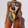 vintage Face print One Piece swimsuit