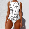 vintage Face print One Piece swimsuit